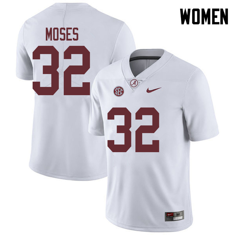 Alabama Crimson Tide Women's Dylan Moses #32 White NCAA Nike Authentic Stitched 2018 College Football Jersey JX16W13OH